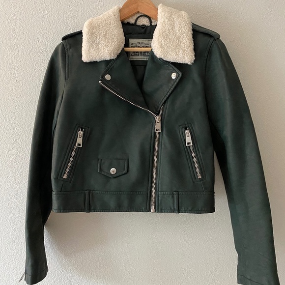 Levi's Sherpa-Trimmed Faux-Leather Moto Jacket MEDIUM - Picture 6 of 10